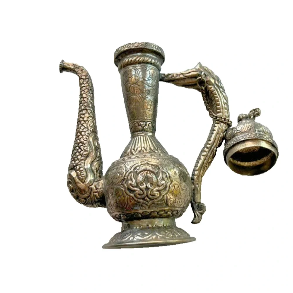 Antique Hand Crafted Repousse Teapot Vessel 8